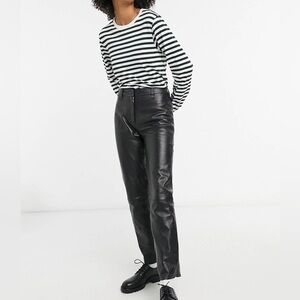 Muubaa London Black Super Soft Sheep Leather Straight Leg Pants US 4